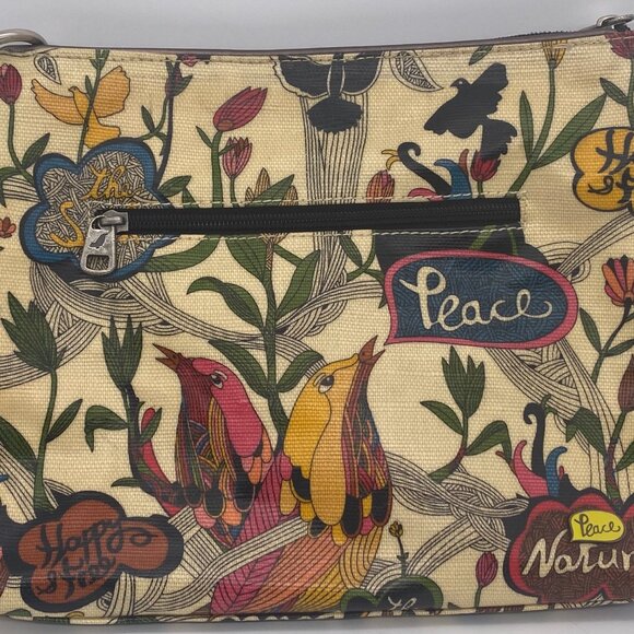 Sakroots Peace Nature Purse Bag Crossbody Triple Zip Color Multi Pocket - Picture 4 of 12